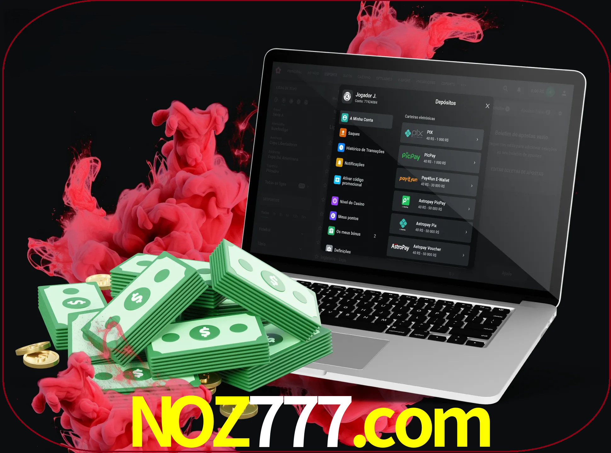 Para efetuar um depósito na sua conta noz777, basta escolher o método de depósito e especificar o montante.