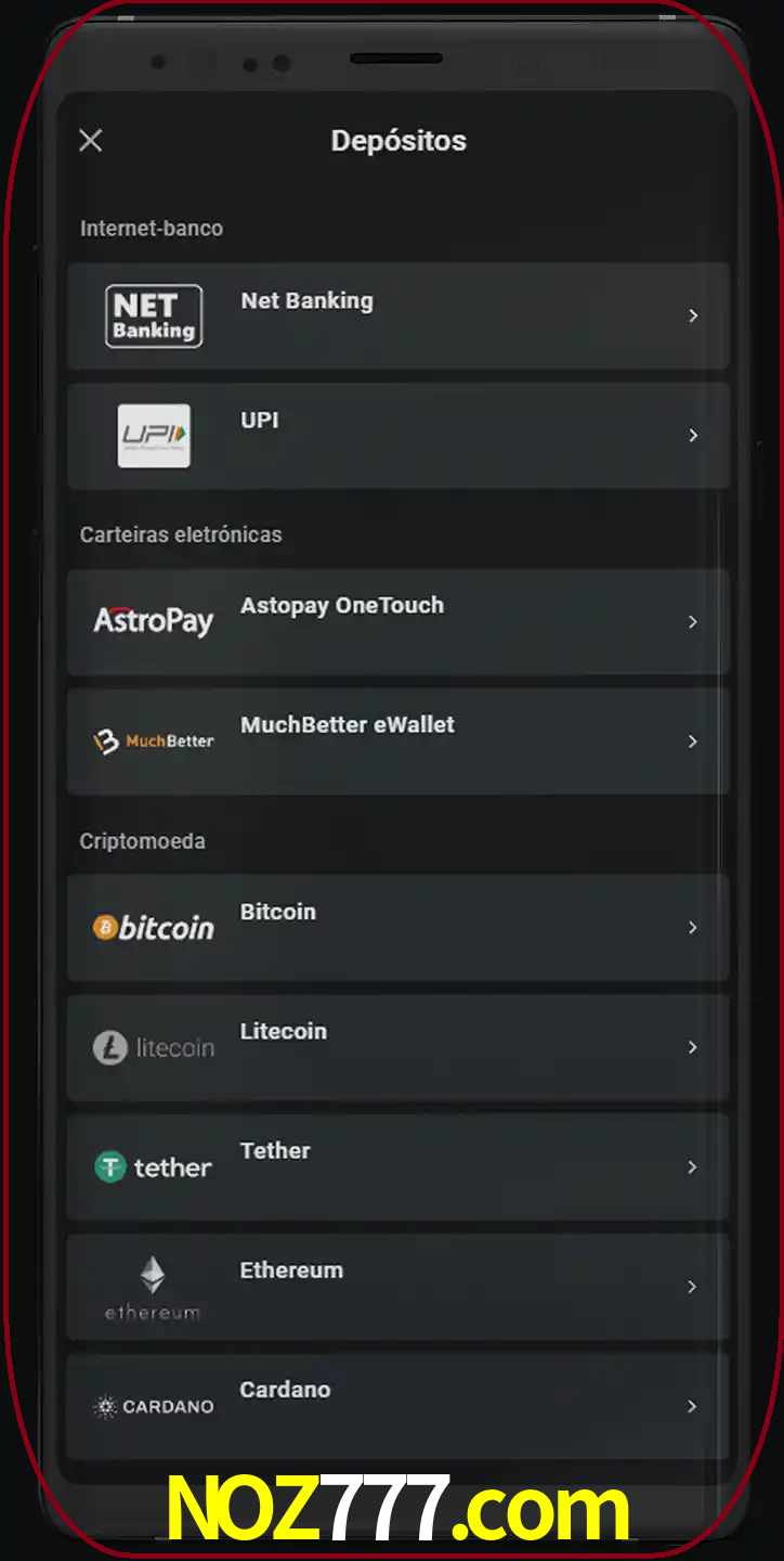Você pode usar métodos alternativos de depósito.